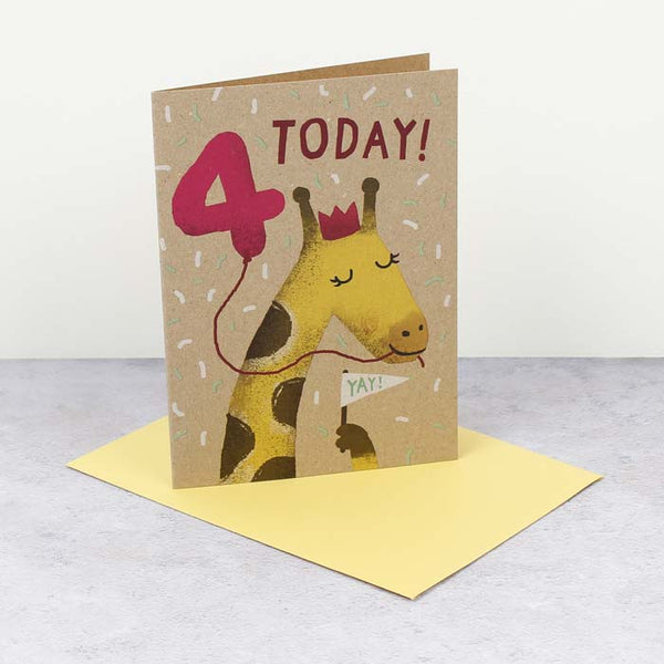 x4th Birthday Giraffe Card