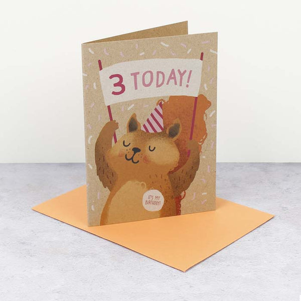 x3rd Birthday Squirrel Card