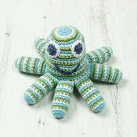Crochet Octopus Rattle - Blue Stripe