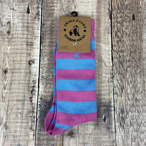 TIY - Men's Socks - Striped Pink & Light Blue