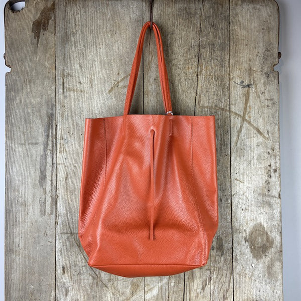 Leather Shopper - Dark Orange