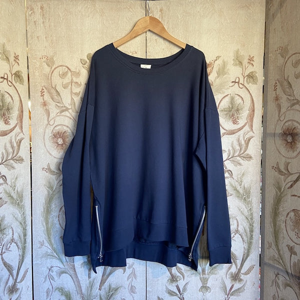 Zip Detail Sweatshirt - Navy - One Size