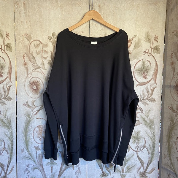 Zip Detail Sweatshirt - Black - One Size