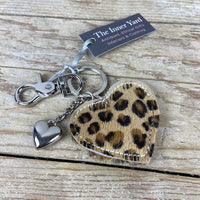 Leather Heart Keyring - Skin - Leopard Small